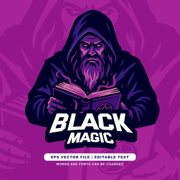 Vector logotipo dark wizard black magic sorcerer mascota para los proyectos de esports y fantasía