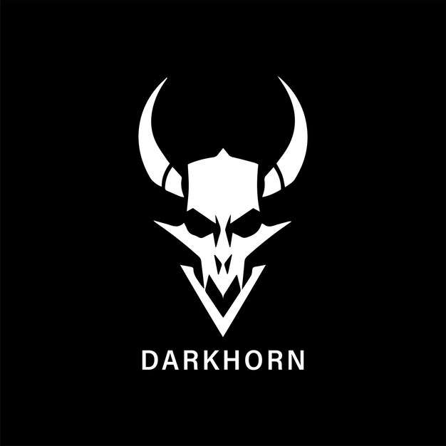 el logotipo de darkhorn al estilo de motivos simplistas de calaveras de arte vectorial