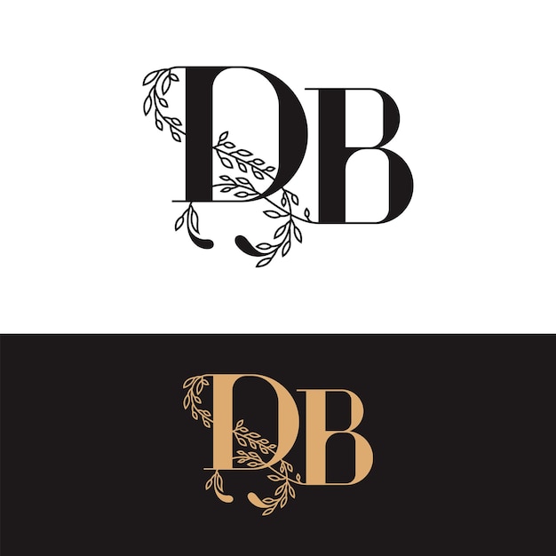 Vector logotipo db del monograma de boda dibujado a mano