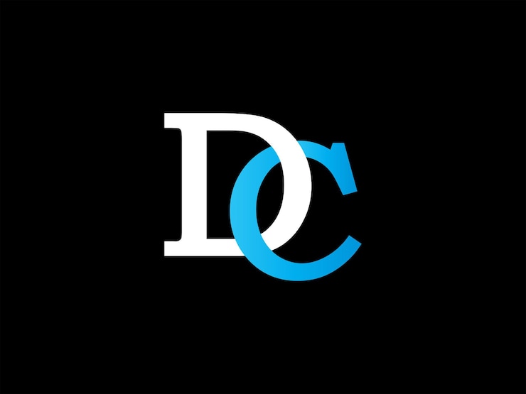 Vector logotipo de dc sobre un fondo negro