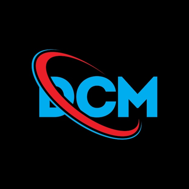 El logotipo DCM, la letra DCM, el diseño del logotipo de la carta DCM, las iniciales, el logotipo de DCM vinculado con un círculo y un monograma en mayúsculas, la tipografía de DCM para el negocio tecnológico y la marca inmobiliaria.