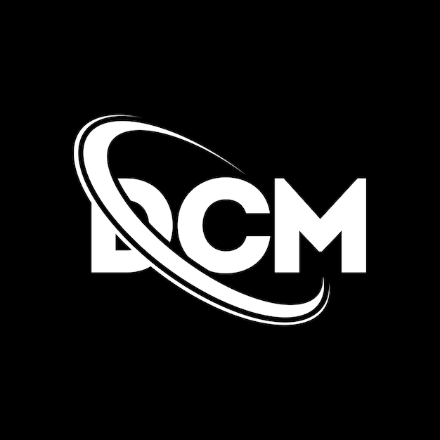 El logotipo DCM, la letra DCM, el diseño del logotipo de la carta DCM, las iniciales, el logotipo de DCM vinculado con un círculo y un monograma en mayúsculas, la tipografía de DCM para el negocio tecnológico y la marca inmobiliaria.