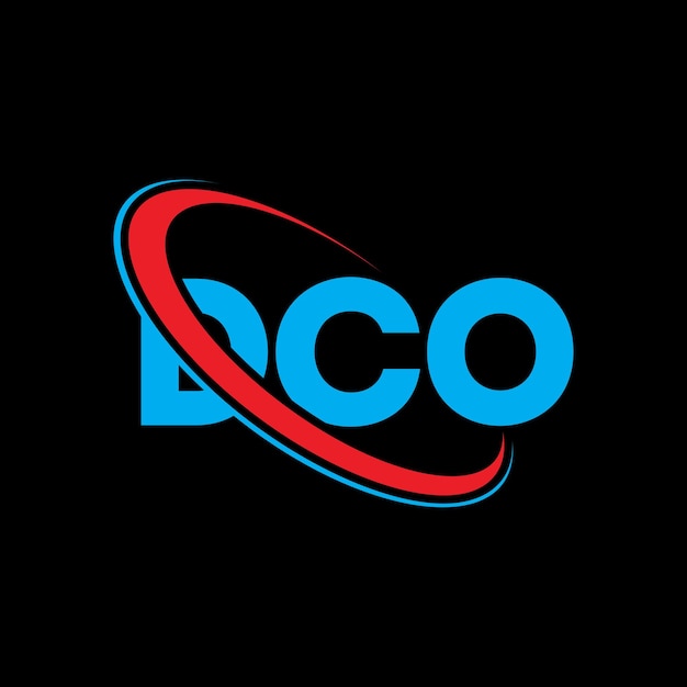 Vector logotipo de dco: diseño de logotipo de letra dco: iniciales: logotipo dco vinculado con círculo y monograma en mayúscula logotipo: tipografía dco para negocios tecnológicos y marca inmobiliaria