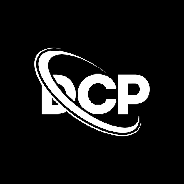 El logotipo DCP, la letra DCP, el diseño del logotipo de la carta DCP, las iniciales, el logotipo de DCP vinculado con un círculo y un monograma en mayúscula, la tipografía de DCP para el negocio tecnológico y la marca inmobiliaria.