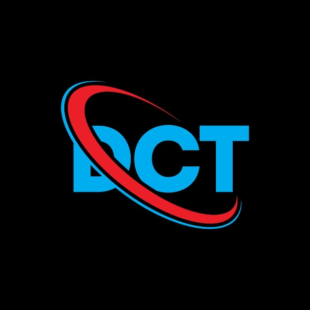 Vector el logotipo de dct, la letra dct, el diseño de la letra del logotipo, las iniciales, el logotipo dct vinculado con un círculo y un monograma en mayúsculas, la tipografía dct para el negocio tecnológico y la marca inmobiliaria.