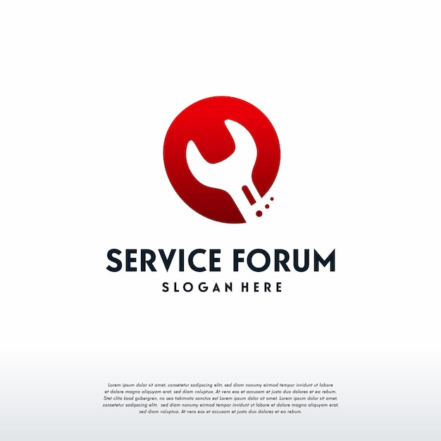 Logotipo de debate mecánico, plantilla de logotipo del foro de servicio