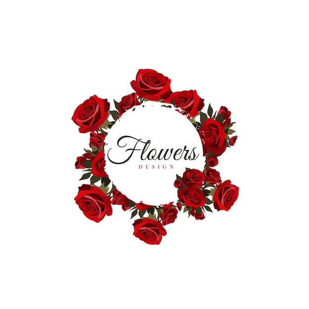 Logotipo decorado con rosas rojas.