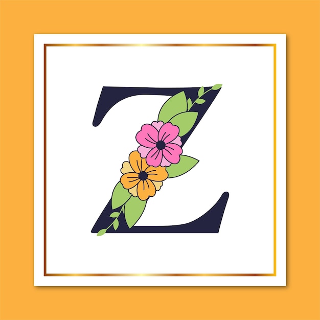 Logotipo Decorativo Elegante Floral Letra Z