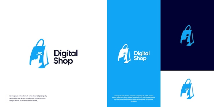 Vector logotipo de dedo y bolsa de compras compras fáciles compras rápidas ilustraciones gráficas vectoriales