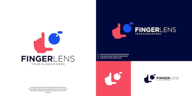 logotipo con dedo con forma de cámara abstracta medios digitales de entretenimiento ilustración de diseño gráfico