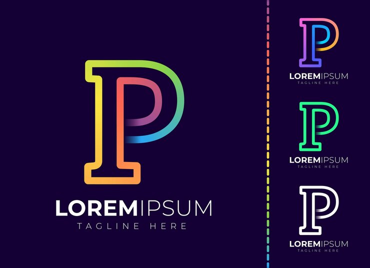 Vector logotipo de degradado colorido inicial de letra p. diseño moderno del logotipo de la letra p.