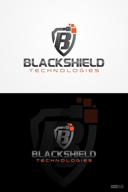 Logotipo degradado empresa de tecnologías de escudo negro