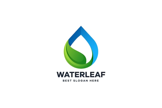 Logotipo de degradado de hojas de agua vectorial