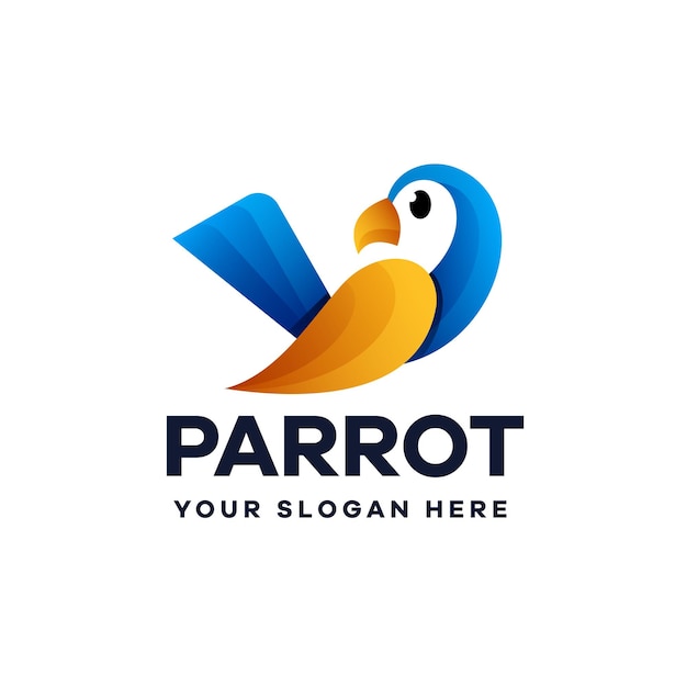 Logotipo de degradado de pájaro de loro vectorial