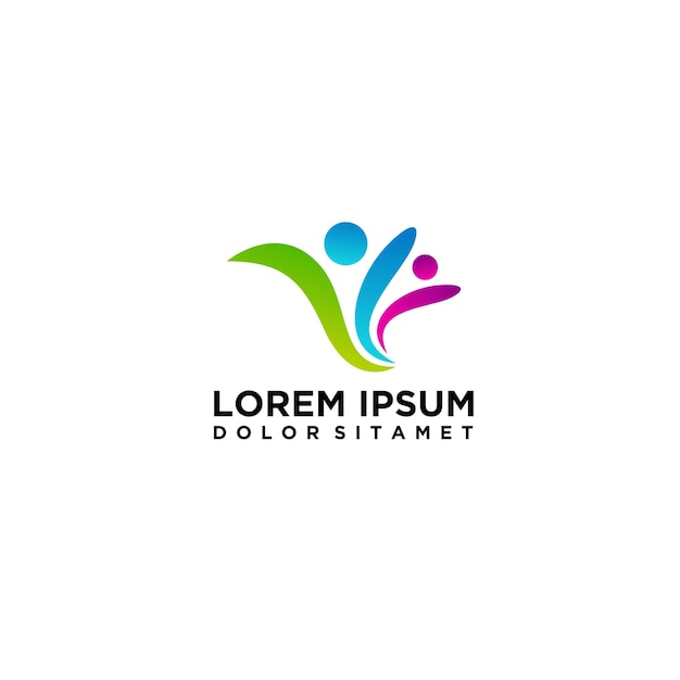 Logotipo degradado de personas felices y cariñosas formando un símbolo de diseño vectorial de amor