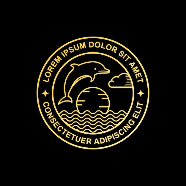 Logotipo del delfín de arte lineal.