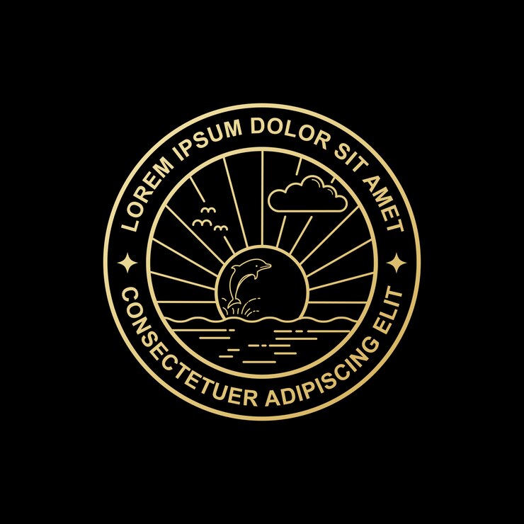 Vector logotipo del delfín de arte lineal.