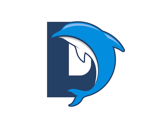 Logotipo de delfín saltando con letra D