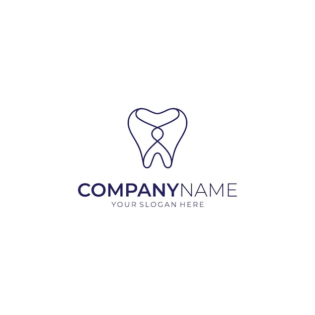 Vector logotipo dental con estilo de diseño de arte de líneas