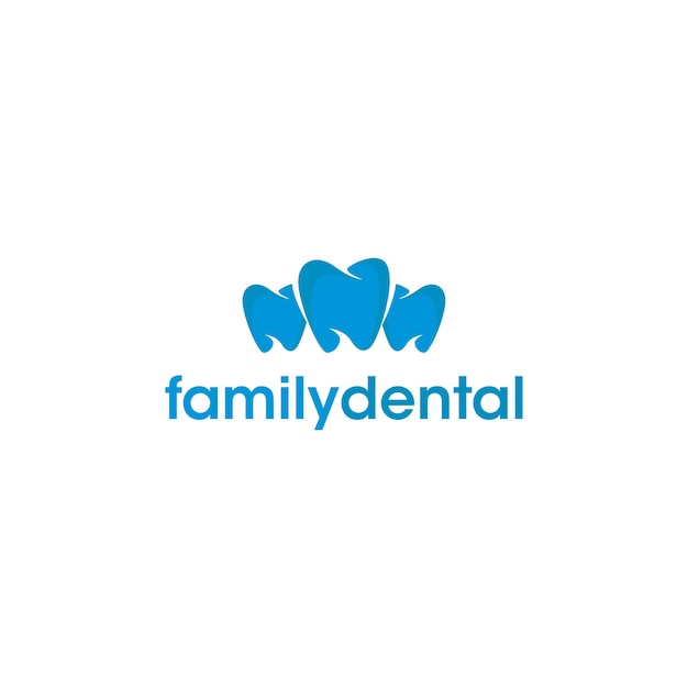 Logotipo dental familiar azul con símbolo de dientes para la inspiración del diseño del logotipo del dentista