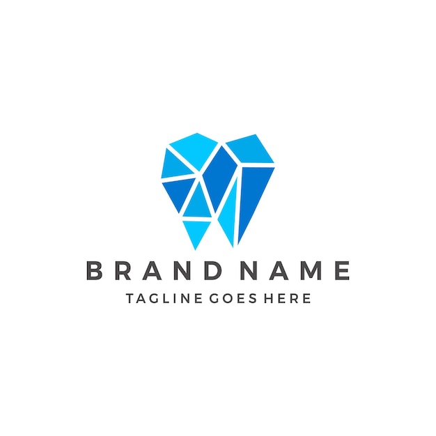 logotipo dental geométrico, ilustración de vector de símbolo de icono de diseño de estilo superpuesto