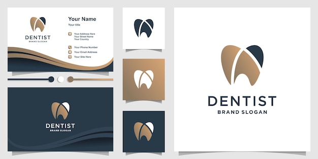 Logotipo de dentista con concepto creativo moderno vector premium