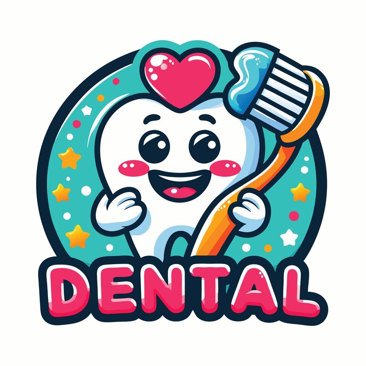 El logotipo del dentista es el símbolo de la clínica dental, la odontología infantil, el clipart de los dientes sonrientes.