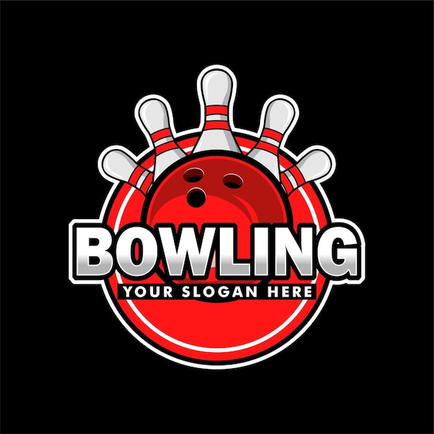 logotipo de deporte de boliche insignia emblema plantilla vectorial diseño de ilustración para clubteamtorneo