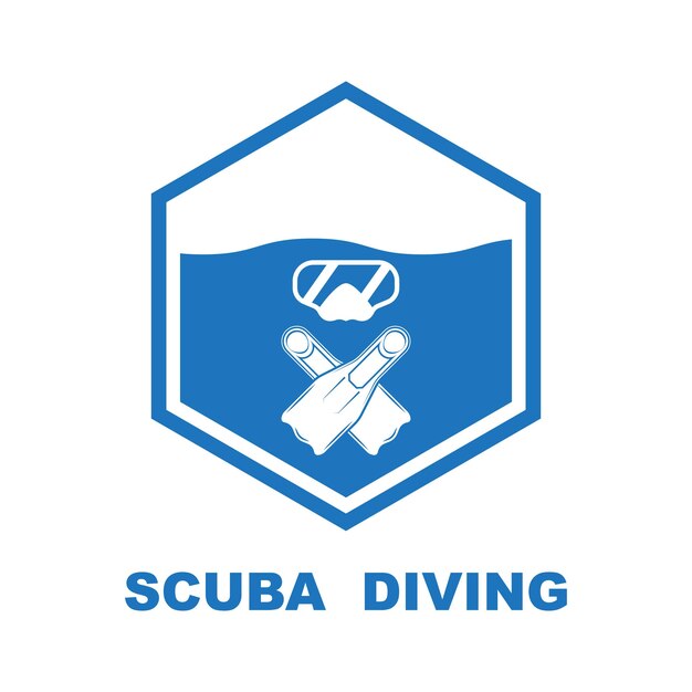 Logotipo de deporte de buceo bajo el diseño de logotipo de silueta de ilustrador de vector de agua