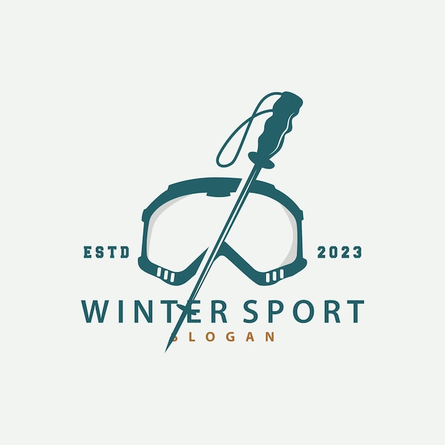 Logotipo de deporte de esquí diseño de deportes de nieve de invierno ilustración de vector vintage retro