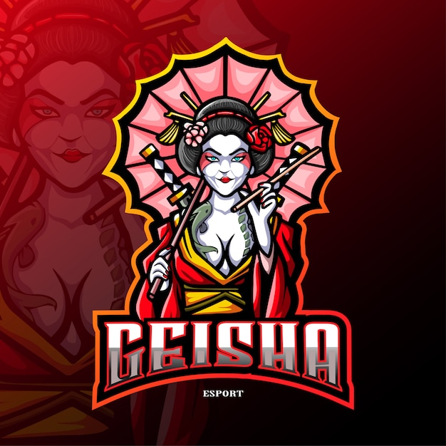 Logotipo del deporte mascota geisha