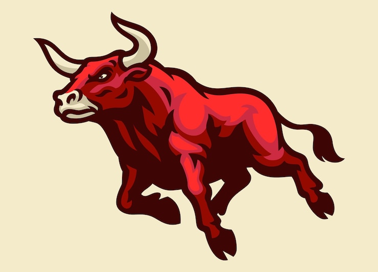 Vector el logotipo del deporte de la mascota del toro enojado atacando