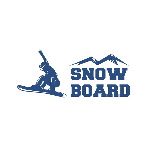Logotipo de deportes de invierno estilo de diseño retro de la vieja escuela Etiqueta del club de esquí Logotipo de snowboard Logotipo de hockey negro