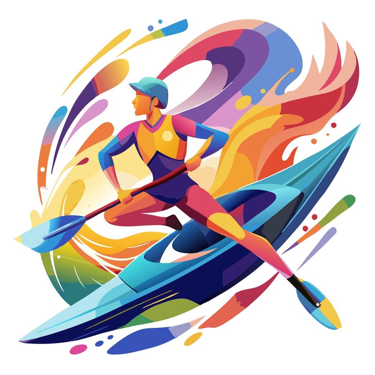 Vector logotipo deportivo colorido vector de estallido del velocista de kayak