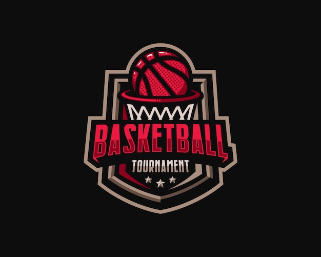 Logotipo deportivo del torneo de baloncesto