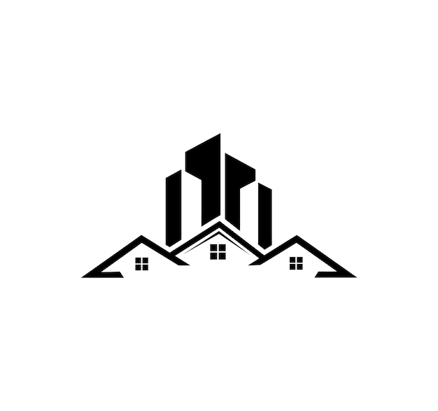 Logotipo de desarrollo inmobiliario Edificios rascacielos y casas