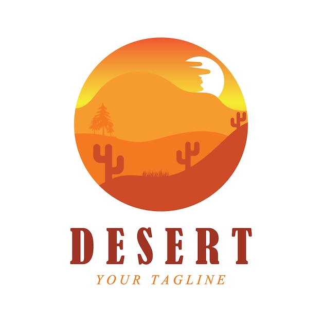 Logotipo del desierto creativo con plantilla de eslogan