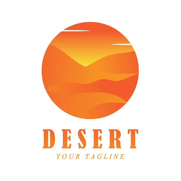 Vector logotipo del desierto creativo con plantilla de eslogan