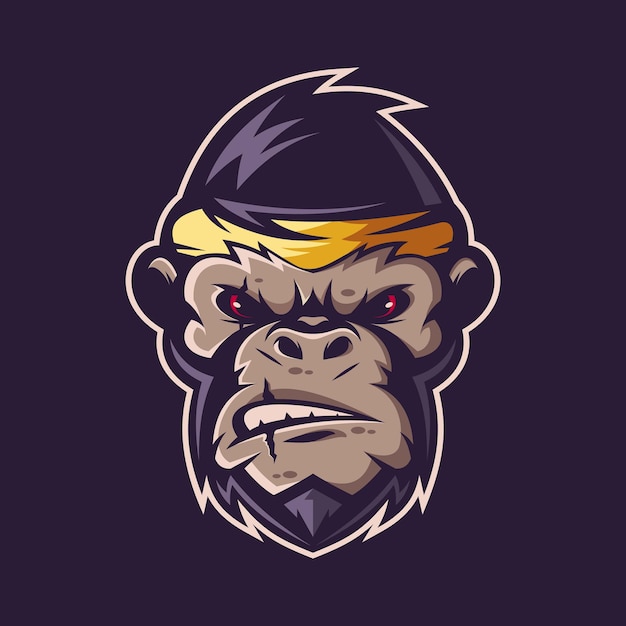 Logotipo detallado del juego de la mascota del mono