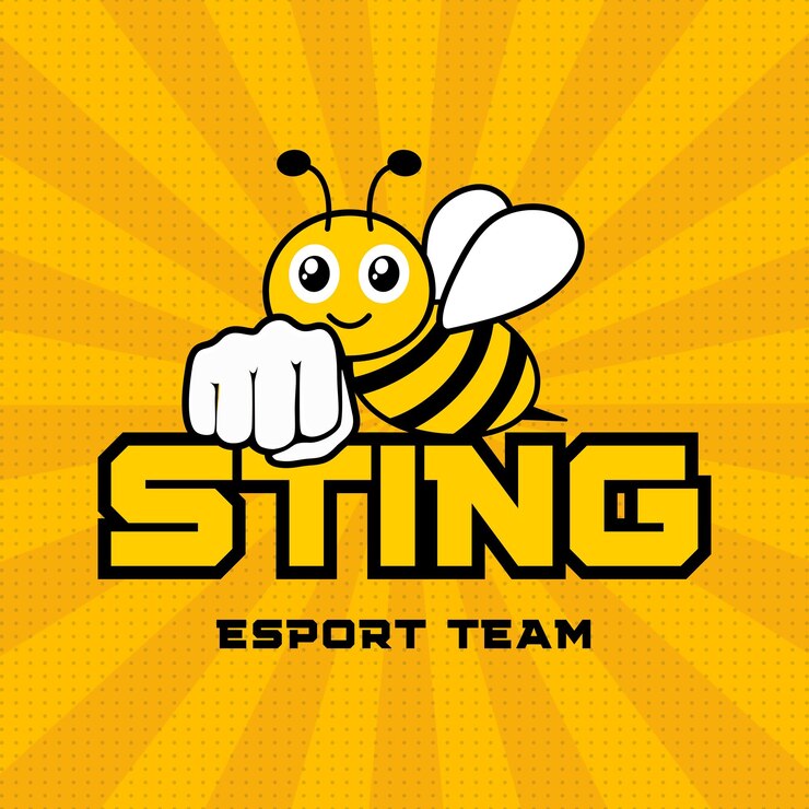 El logotipo detallado de los juegos de eSports de picadura de abeja