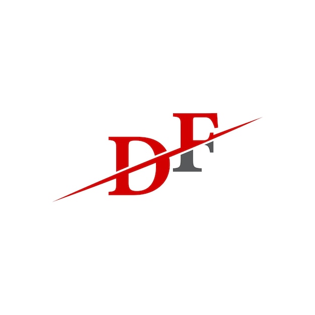 Logotipo DF minimalista con línea diagonal dinámica