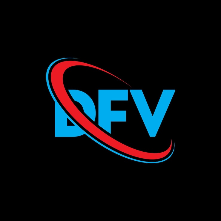 Vector logotipo dfv diseño del logotipo de la letra dfv iniciales logotipo de dfv vinculado con círculo y monograma en mayúsculas logotipo de la tipografía dfv para negocios tecnológicos y marca inmobiliaria
