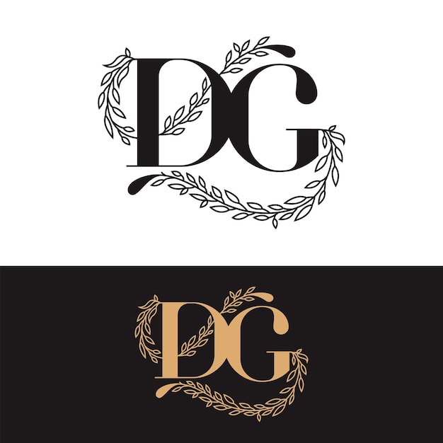 logotipo DG del monograma de boda dibujado a mano
