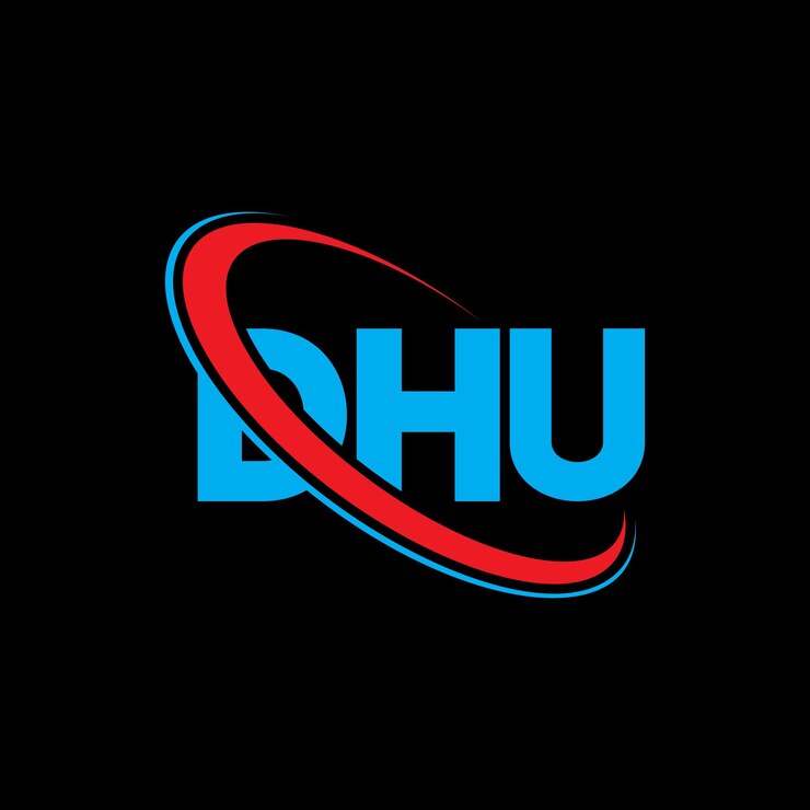 Vector logotipo dhu dhu letra dhu letra diseño de logotipo iniciales logotipo dho vinculado con círculo y mayúscula logotipo dhu tipografía para negocios tecnológicos y marca inmobiliaria