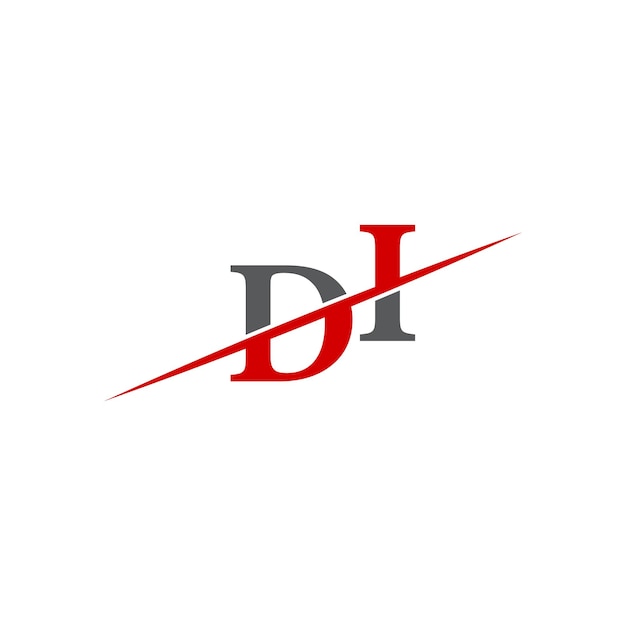 Logotipo de DI minimalista con línea diagonal dinámica
