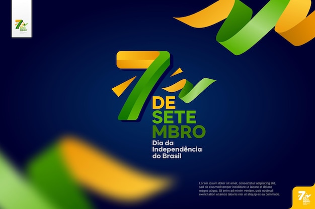 Vector logotipo del día de la independencia de brasil 7 de septiembre con fondo de bandera