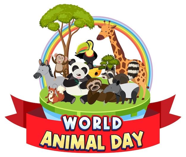 Logotipo del Día Mundial de los Animales con animales africanos