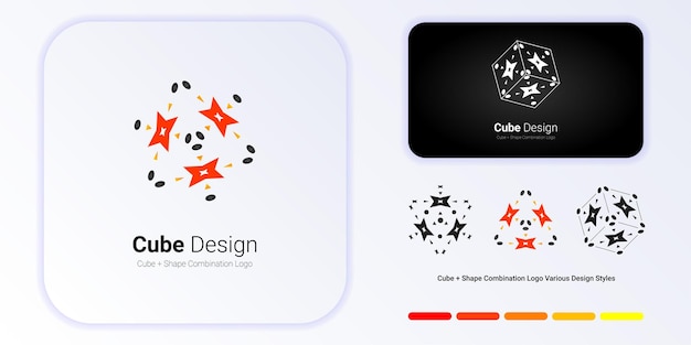 logotipo diagonal de cubo geométrico una combinación de formas de guiño de estrella y cubo