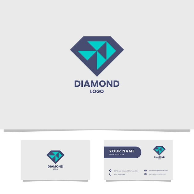 Vector logotipo de diamante geométrico simple y mínimo.