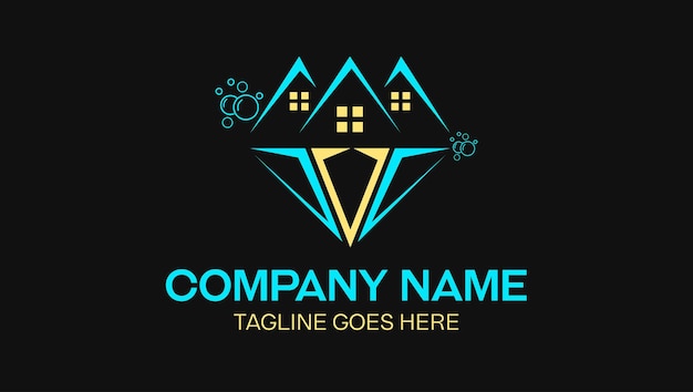 Logotipo de diamante moderno de limpieza comercial de bienes raíces
